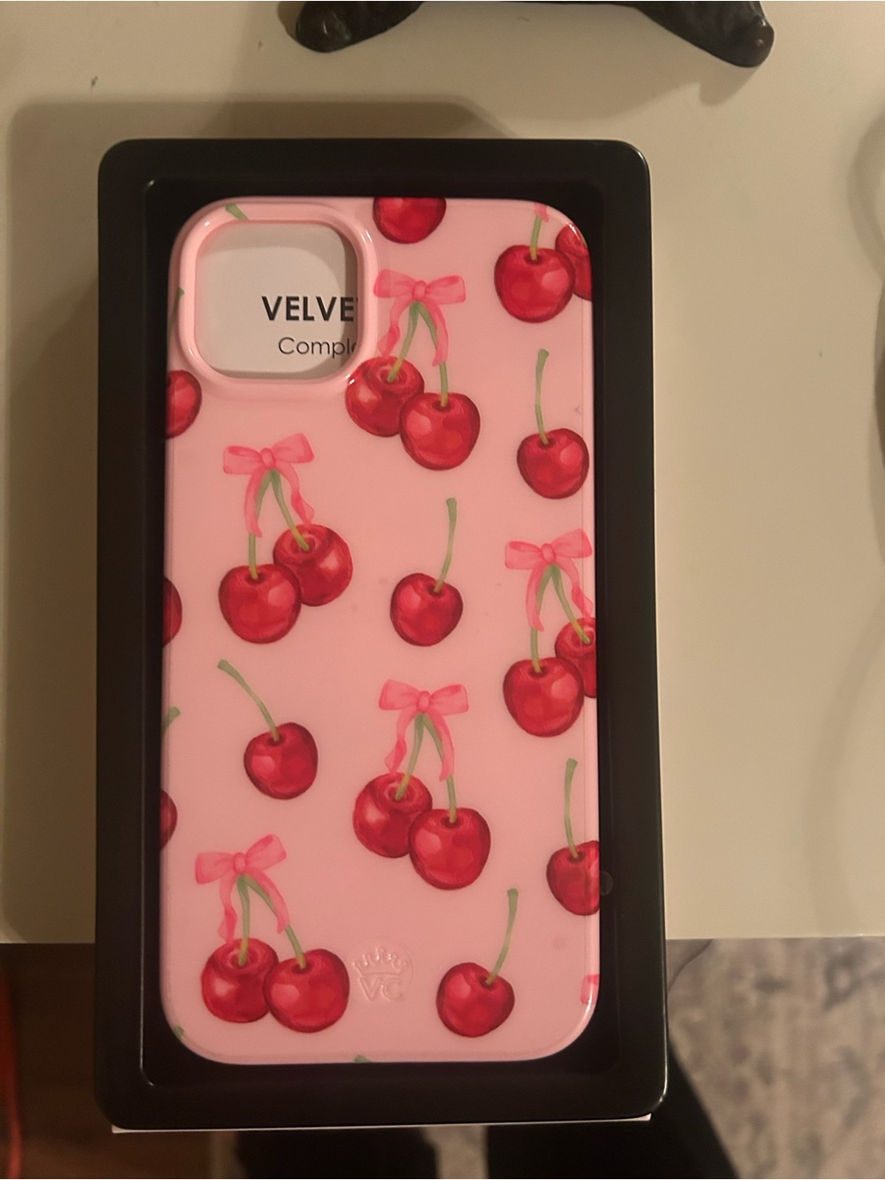 Velvet Caviar Pink Cherry Bow iPhone Case